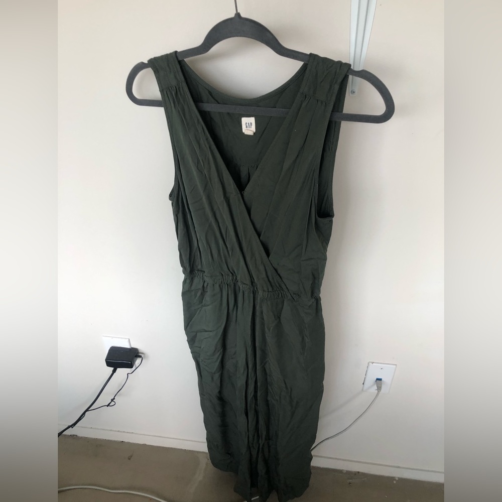 Gap green linen jumpsuit